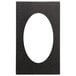 A black rectangular frame with a white oval inside.