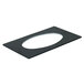 A black rectangular Vollrath Miramar adapter plate with a white circle in the middle.