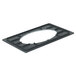 A black plastic adapter plate with a round hole in it.