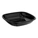 A Visions black plastic square bowl with a lid.