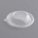 A clear plastic Visions dome lid for round bowls with a small hole in it.