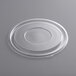 A Visions clear plastic lid on a round plastic bowl.