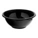 A Visions black PET plastic catering bowl with a lid.