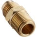 A close-up of a brass threaded connector.