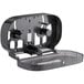 A black plastic Tork double roll toilet tissue dispenser with a clear lid.