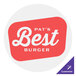 A white round vinyl sticker with the red logo for Pat's Best Burger.