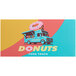 A white customizable vinyl car magnet with a colorful drawing of a donut on it.