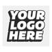 A white vinyl wall sticker with a black and white logo that says "your logo here"