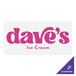 A white Carnival King vinyl car magnet with pink text reading "Dave's Ice Cream"