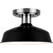 A matte black and brushed nickel Canarm Bello semi-flush mount ceiling light.