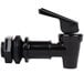 A black plastic Carlisle Trim Line beverage dispenser faucet with a handle.