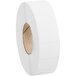 A roll of white labels on a white background.