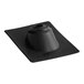 A black plastic Oatey roof flashing base with a hole.