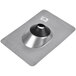 An Oatey galvanized steel roof flashing with a black rubber top.