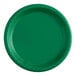 A close-up of an emerald green plastic plate.