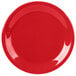 A red Carlisle melamine salad plate with a narrow rim.