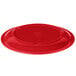 A red Carlisle melamine salad plate on a table.