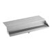 A silver rectangular stainless steel jockey box beer drip tray with a drain.