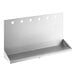 A silver metal Regency wall mount shelf with holes.