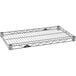 A Metro Super Erecta wire shelf with a wire rack on it.