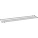 A Metroseal 4 wire shelf on a long metal shelf.