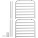An unassembled aluminum sheet pan rack with metal bars.