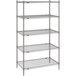 A Metro Super Erecta wire shelving unit with four shelves.