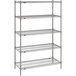 A Metro Super Erecta wire shelving unit with four shelves.