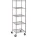A Metro Super Erecta wire shelving unit kit in gray with wheels.