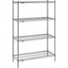 A Metro Super Erecta wire shelving unit with three gray shelves.