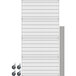 A gray Metro wire shelving unit with wheels.