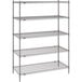 A Metro Super Erecta wire shelving unit with four shelves.