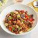 A plate of pasta with Dried Oyster Mushrooms.