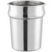 A silver cup with a lid on a white background.