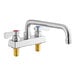 A Regency chrome deck-mounted faucet with two silver knobs.