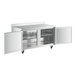 An Avantco stainless steel worktop freezer with open doors.