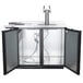 A Beverage-Air black stainless steel beer dispenser with two taps.