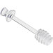 A clear plastic stick with a small spiral tip.