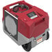 A red and grey AlorAir commercial dehumidifier with a black wheel.