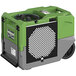 An AlorAir green and gray industrial dehumidifier with a pump.