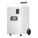 A white AlorAir commercial-grade dehumidifier with black wheels.