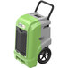 An AlorAir green and grey commercial dehumidifier with wheels.