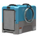 An AlorAir Storm Extreme LGR 85 blue and gray commercial dehumidifier with a wire wrapped around it.