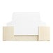 A gold linen candy box with white paper inside.