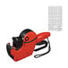 A red and black DayMark Speedy Mark label gun with a grid of numbers and letters.