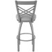 A Holland Bar Stool stainless steel extra tall bar stool with a crossback.