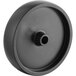 A close-up of a black Wesco Industrial Products solid polyolefin wheel with a round center hole.