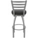 A Holland Bar Stool outdoor counter stool with a black cushion and stainless steel frame.