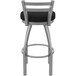 A Holland Bar Stool stainless steel outdoor bar stool with a black seat and backrest.