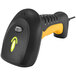 A black and yellow Adesso 2D handheld barcode scanner.